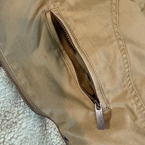 Rue21 Tan Hooded Faux Fur Lined Jacket Parka Women’s Medium - Picture 6 of 10